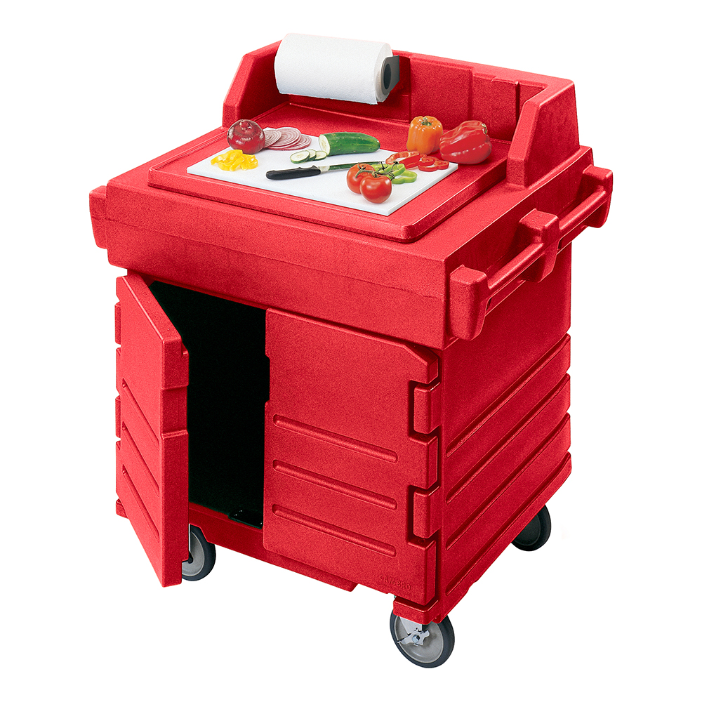 Camkiosk Work Station - Hot Red (Shown w/ optional cutting board)